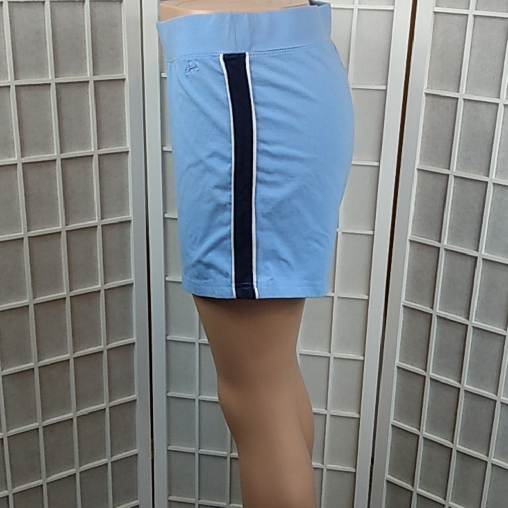 *Athletch Athletic Shorts Women's Size L‎ Blue Cotton Spandex Side Stripe Casual
